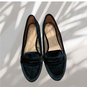 Dark Green Velvet women’s loafers